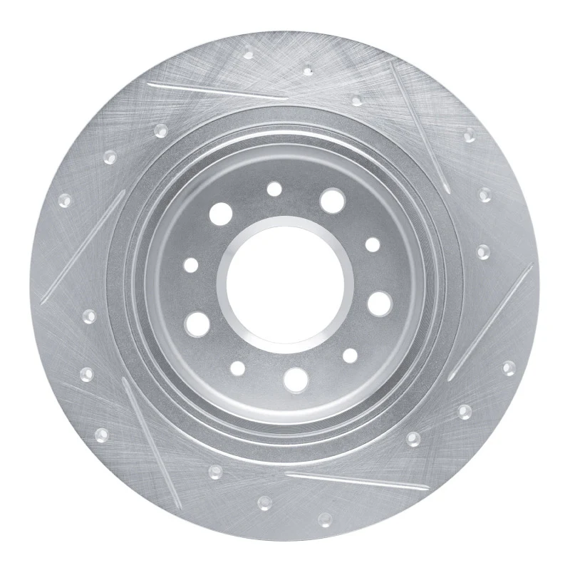 R1 16-25 Buick LaCrosse Rear Left Drilled & Slotted Silver Brake Rotor - Image 3