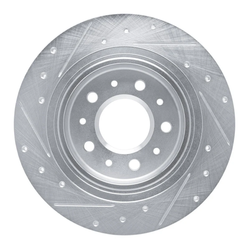 R1 16-25 Buick Regal TOURX Rear Right Drilled & Slotted Silver Brake Rotor - Image 3