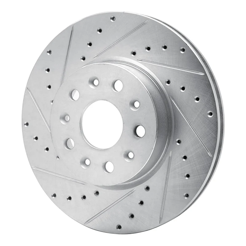 R1 16-25 Cadillac CT5 Front Left Drilled & Slotted Silver Brake Rotor - Image 2