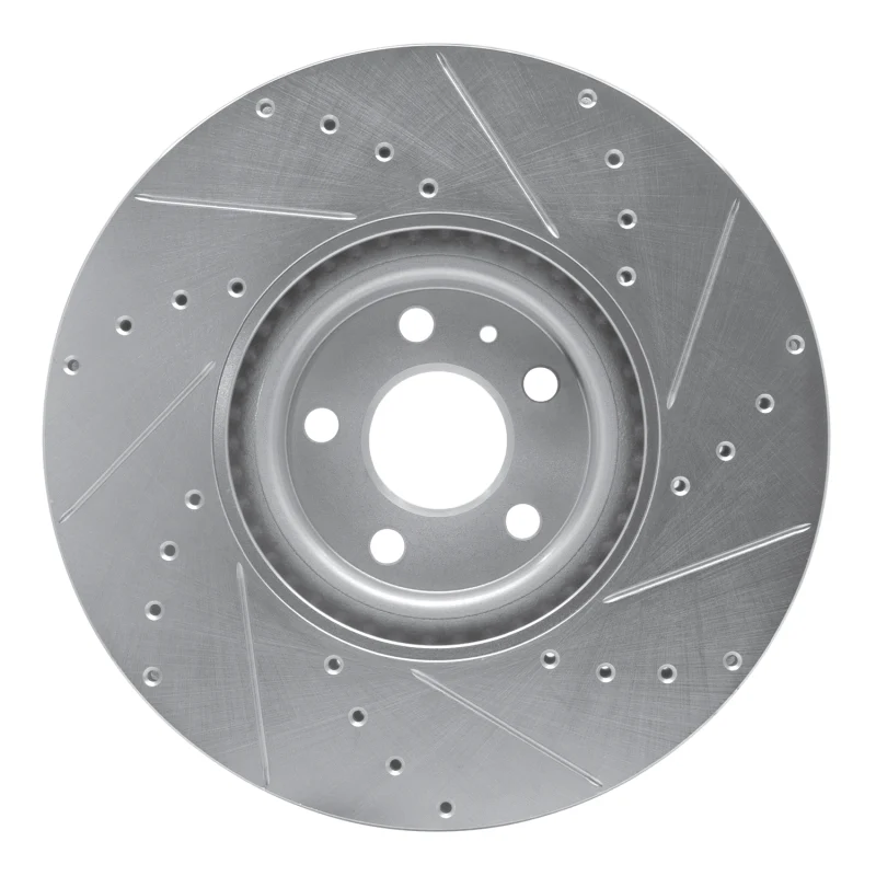 R1 16-26 Polestar Polestar 2 Front Left Drilled & Slotted Silver Brake Rotor - Image 4