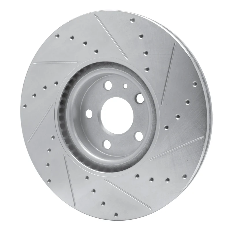 R1 16-26 Polestar Polestar 2 Front Left Drilled & Slotted Silver Brake Rotor - Image 5