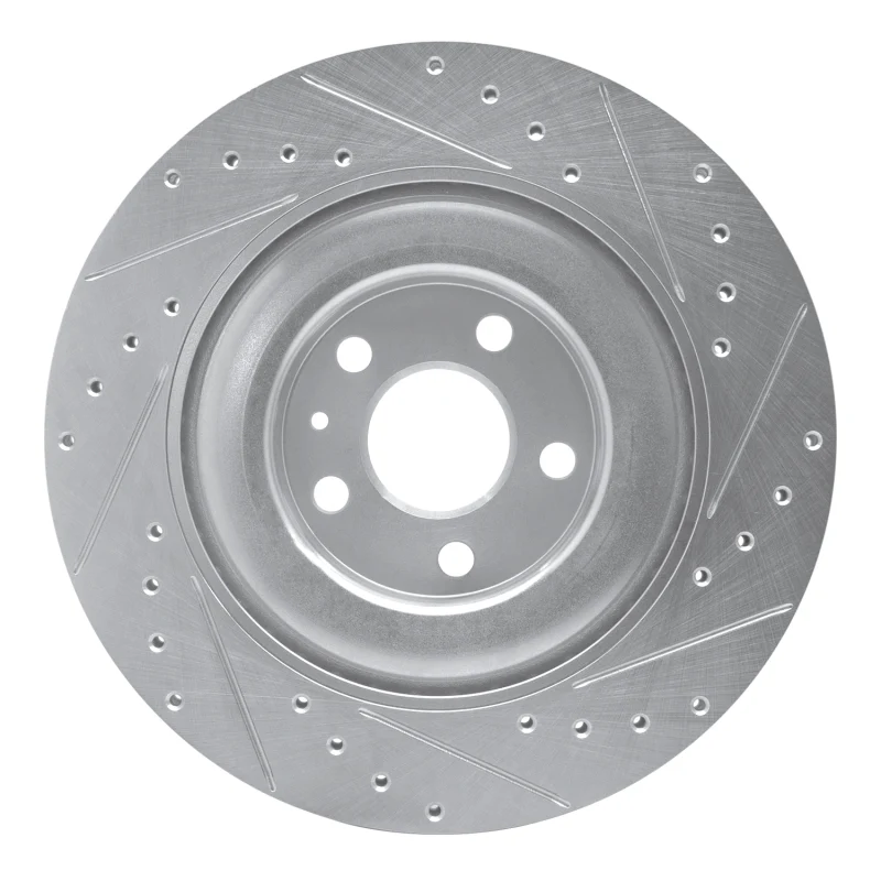 R1 16-26 Polestar Polestar 2 Rear Left Drilled & Slotted Silver Brake Rotor - Image 3