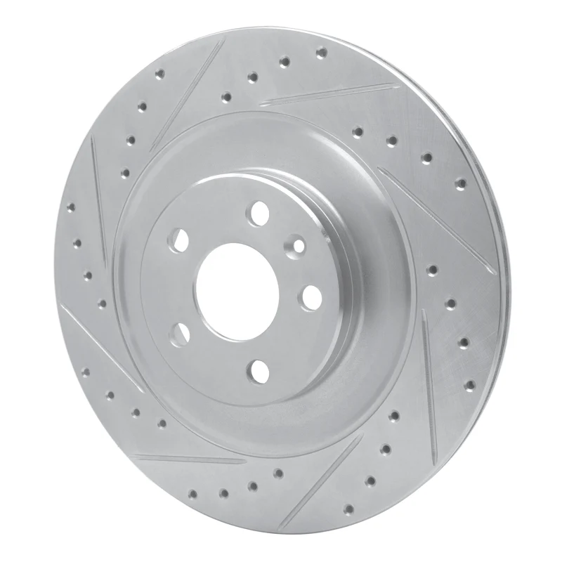 R1 16-26 Polestar Polestar 2 Rear Left Drilled & Slotted Silver Brake Rotor - Image 4