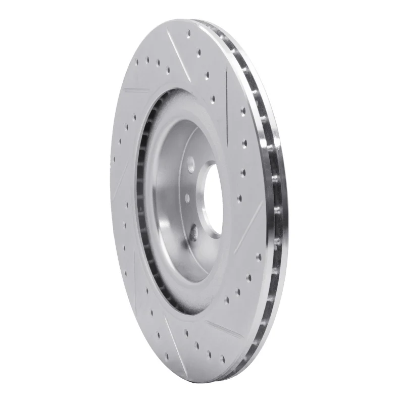 R1 16-26 Volvo V60 Rear Left Drilled & Slotted Silver Brake Rotor - Image 4