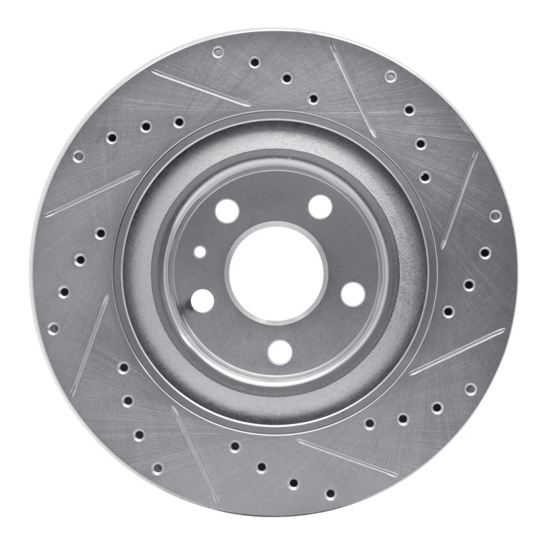 R1 16-26 Volvo V60 Rear Left Drilled & Slotted Silver Brake Rotor - Image 5