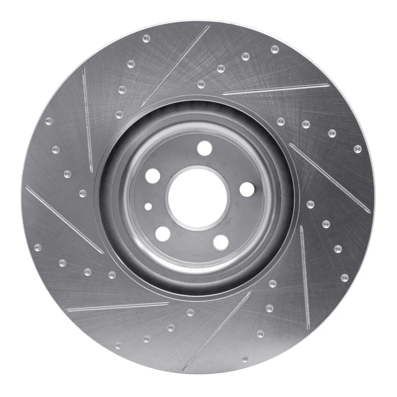 R1 16-26 Volvo XC90 Front Right Drilled & Slotted Silver Brake Rotor - Image 4