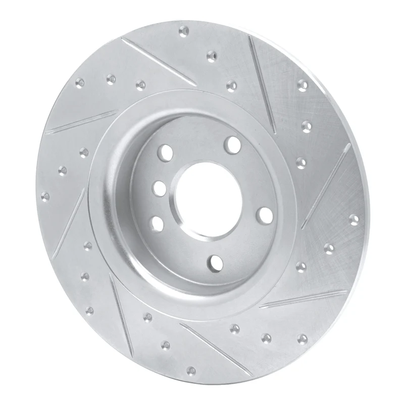 R1 17-19 Jaguar XE Rear Left Drilled & Slotted Silver Brake Rotor - Image 4