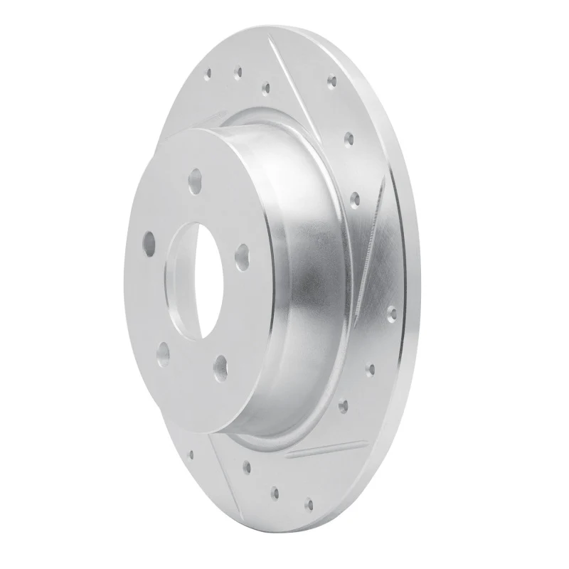 R1 17-19 Jaguar XE Rear Right Drilled & Slotted Silver Brake Rotor - Image 2