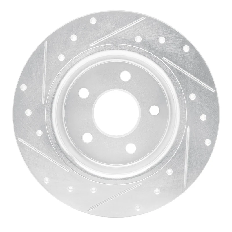 R1 17-19 Jaguar XE Rear Right Drilled & Slotted Silver Brake Rotor - Image 3
