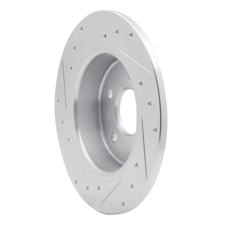 R1 17-19 Jaguar XE Rear Right Drilled & Slotted Silver Brake Rotor - Image 4