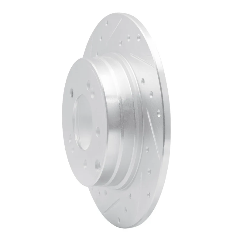R1 17-19 Kia Cadenza Rear Left Drilled & Slotted Silver Brake Rotor - Image 5