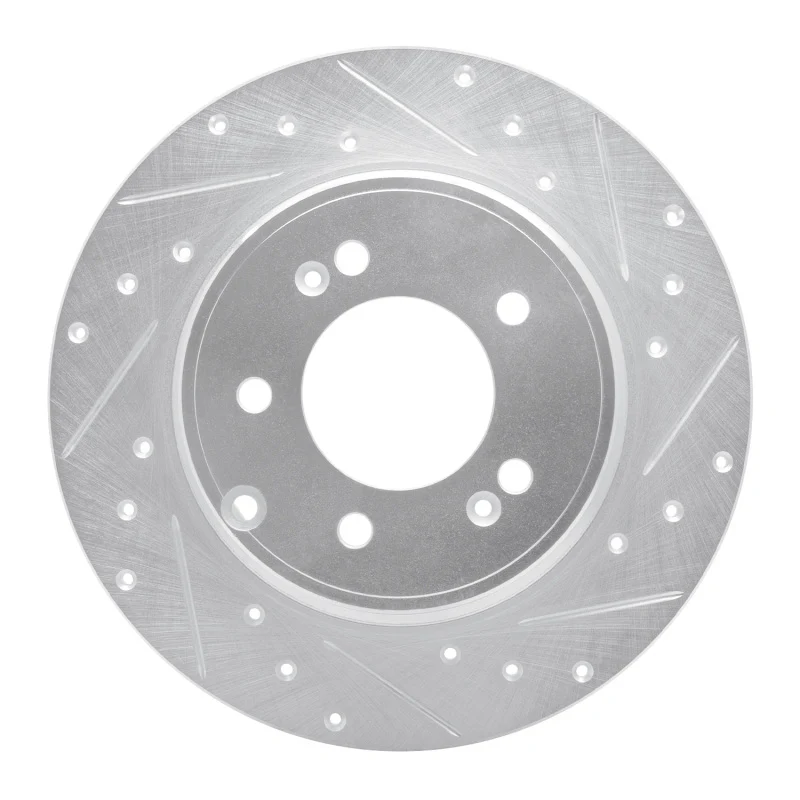 R1 17-19 Kia Cadenza Rear Right Drilled & Slotted Silver Brake Rotor