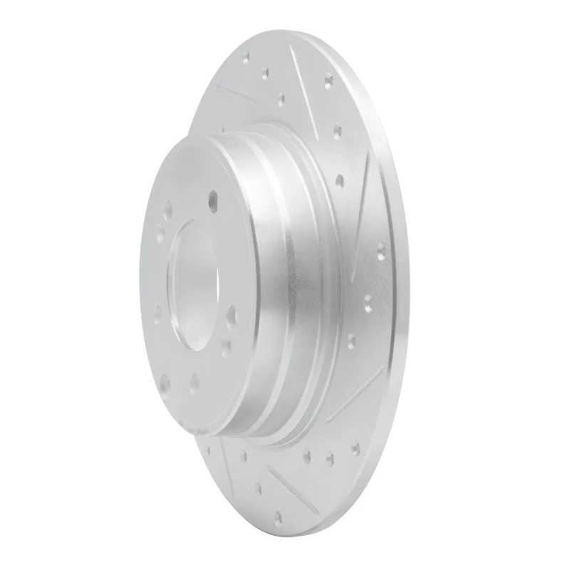 R1 17-19 Kia Cadenza Rear Right Drilled & Slotted Silver Brake Rotor - Image 2