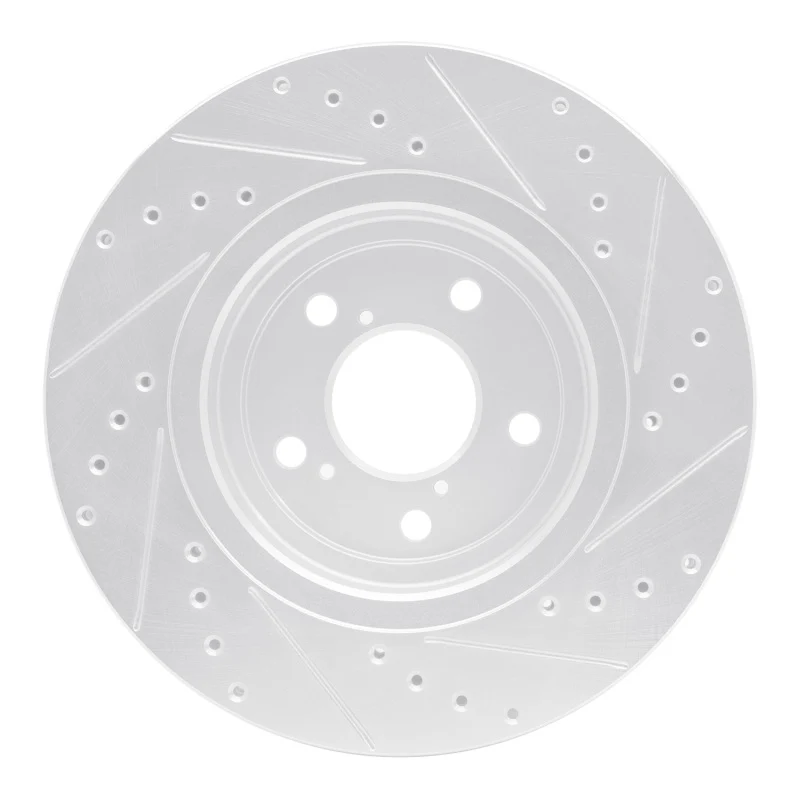 R1 17-20 Acura MDX Front Right Drilled & Slotted Silver Brake Rotor - Image 2