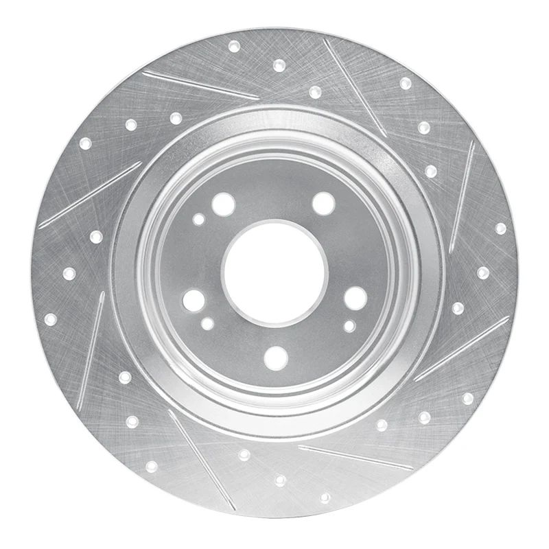 R1 17-20 Acura MDX Rear Left Drilled & Slotted Silver Brake Rotor - Image 2