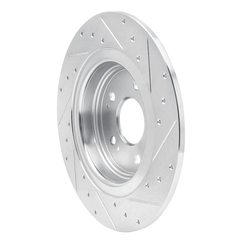 R1 17-20 Acura MDX Rear Left Drilled & Slotted Silver Brake Rotor - Image 4