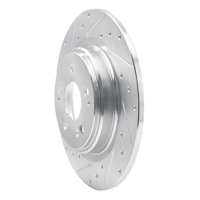 R1 17-20 Acura MDX Rear Left Drilled & Slotted Silver Brake Rotor - Image 5