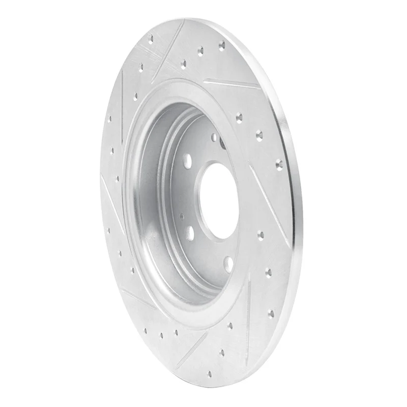 R1 17-20 Acura MDX Rear Right Drilled & Slotted Silver Brake Rotor - Image 2