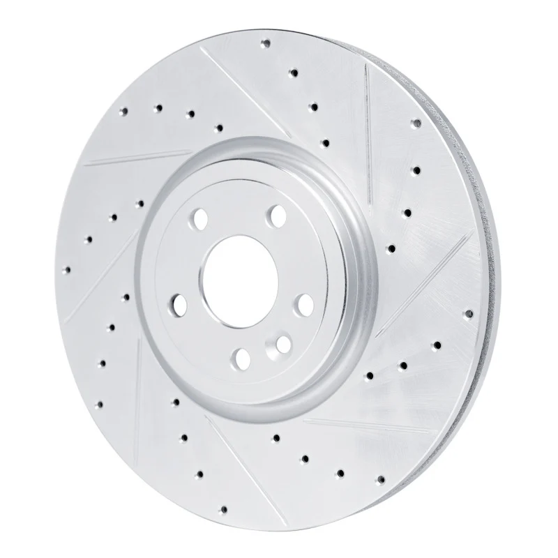 R1 17-20 Jaguar F-Pace Front Right Drilled & Slotted Silver Brake Rotor - Image 2
