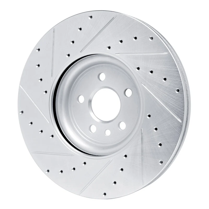 R1 17-20 Jaguar F-Pace Front Right Drilled & Slotted Silver Brake Rotor - Image 3