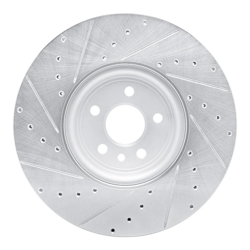 R1 17-20 Jaguar F-Pace Front Right Drilled & Slotted Silver Brake Rotor - Image 5
