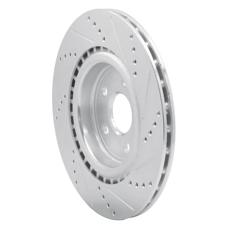 R1 17-20 Jaguar F-Pace Rear Left Drilled & Slotted Silver Brake Rotor - Image 3