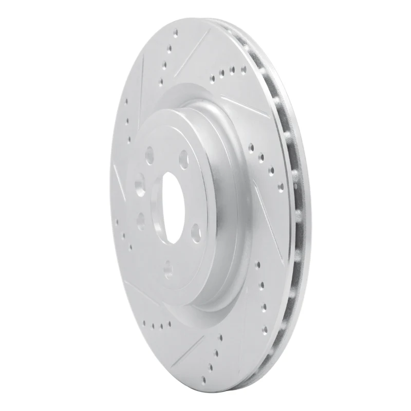 R1 17-20 Jaguar F-Pace Rear Left Drilled & Slotted Silver Brake Rotor - Image 5