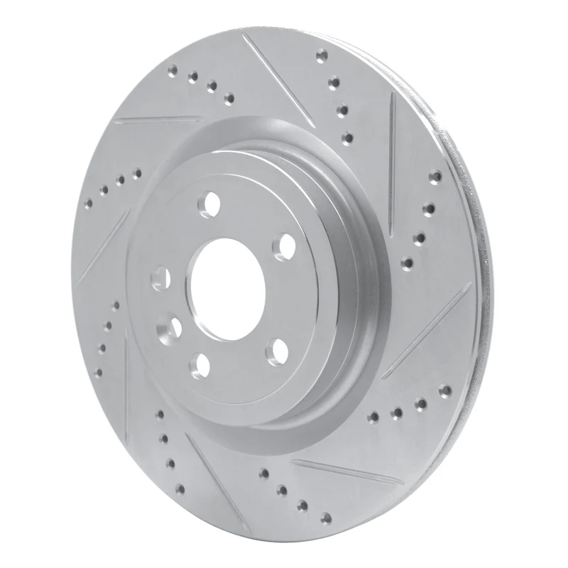 R1 17-20 Jaguar XE Rear Right Drilled & Slotted Silver Brake Rotor - Image 2