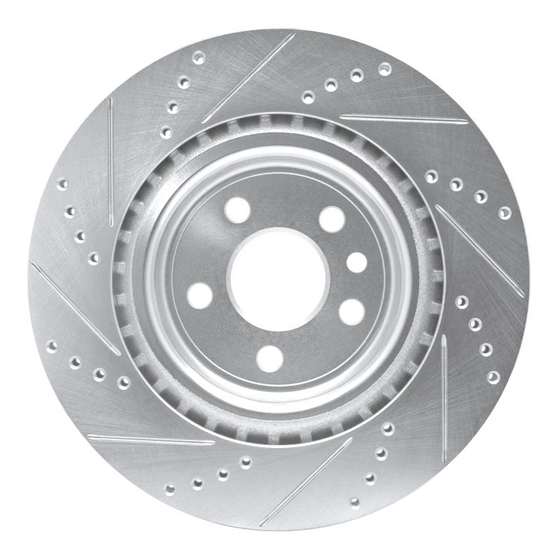 R1 17-20 Jaguar XE Rear Right Drilled & Slotted Silver Brake Rotor - Image 4