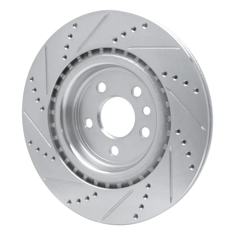 R1 17-20 Jaguar XE Rear Right Drilled & Slotted Silver Brake Rotor - Image 5