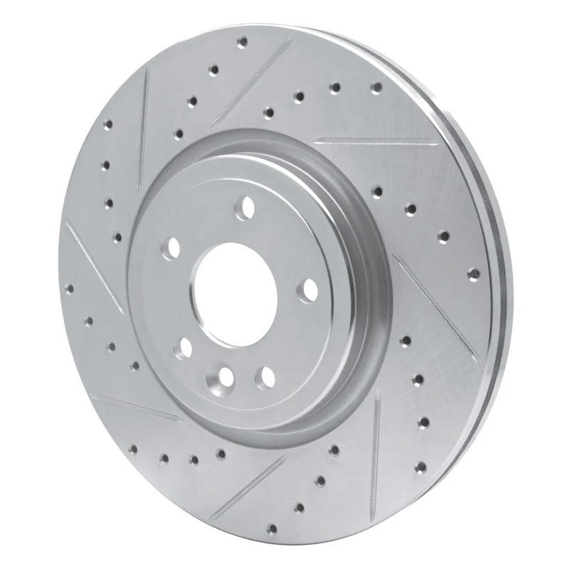 R1 17-20 Jaguar XF Front Left Drilled & Slotted Silver Brake Rotor - Image 3