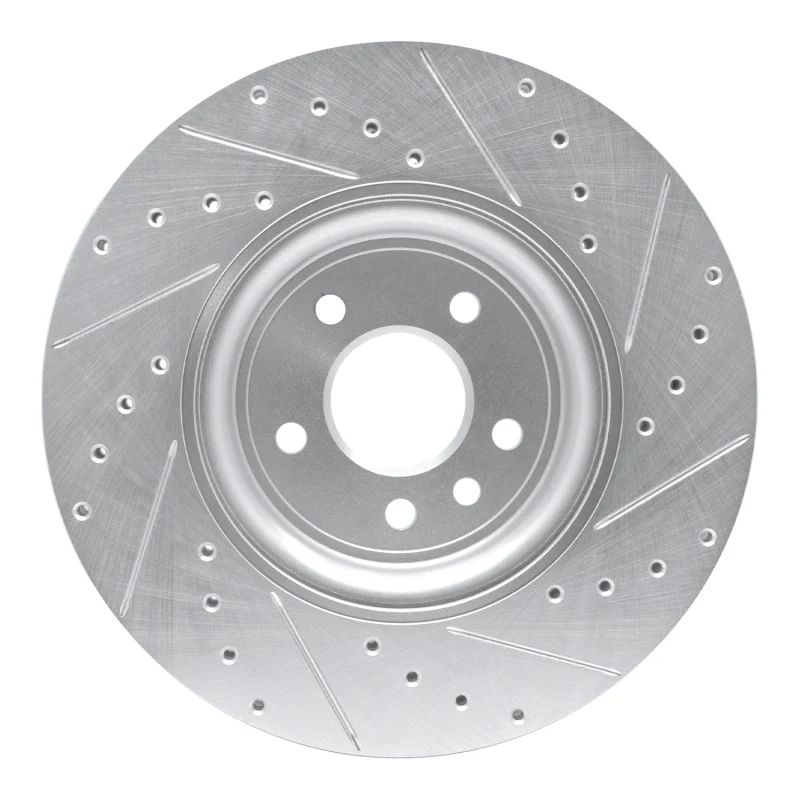 R1 17-20 Jaguar XF Front Left Drilled & Slotted Silver Brake Rotor - Image 5