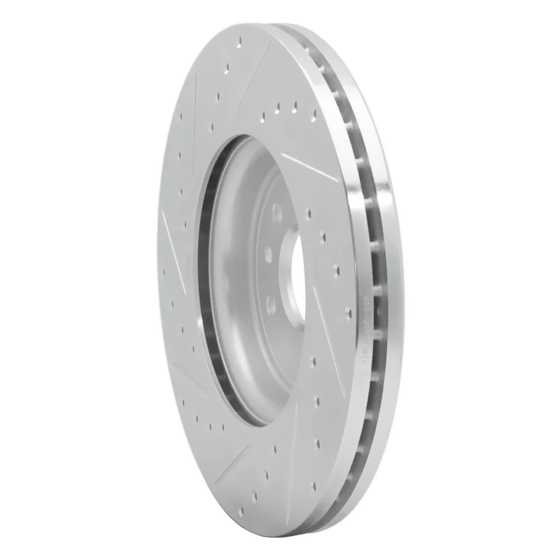 R1 17-20 Jaguar XF Front Right Drilled & Slotted Silver Brake Rotor - Image 3