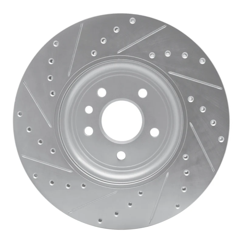 R1 17-20 Jaguar XF Front Right Drilled & Slotted Silver Brake Rotor - Image 4