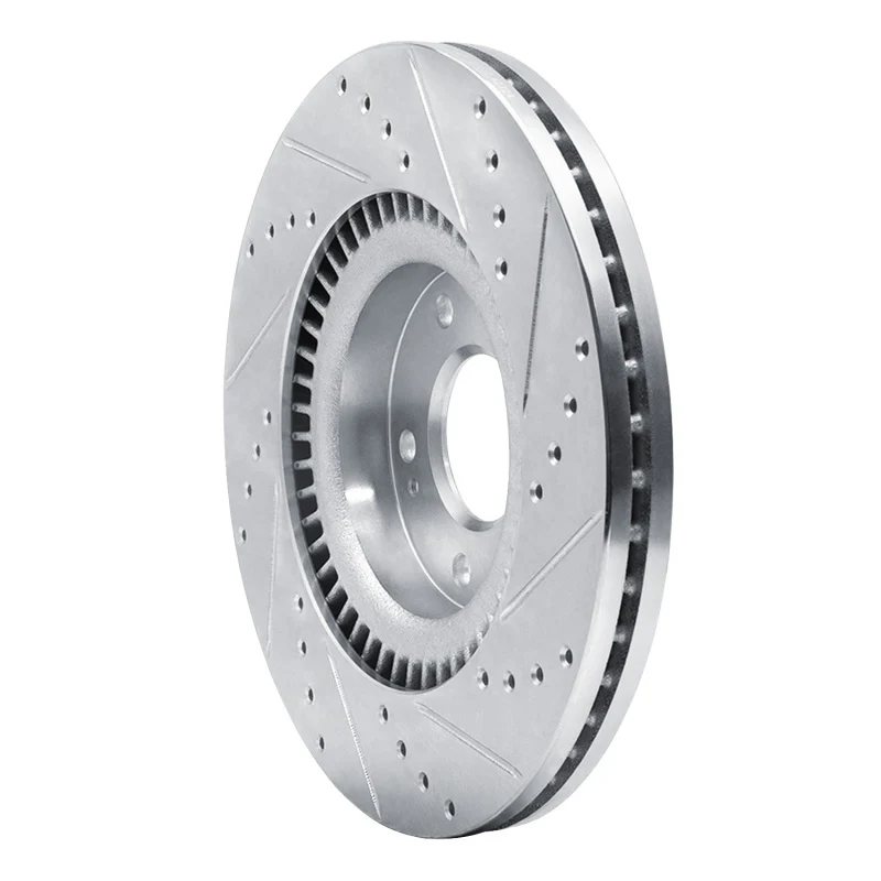 R1 17-20 Kia Cadenza Front Left Drilled & Slotted Silver Brake Rotor - Image 3