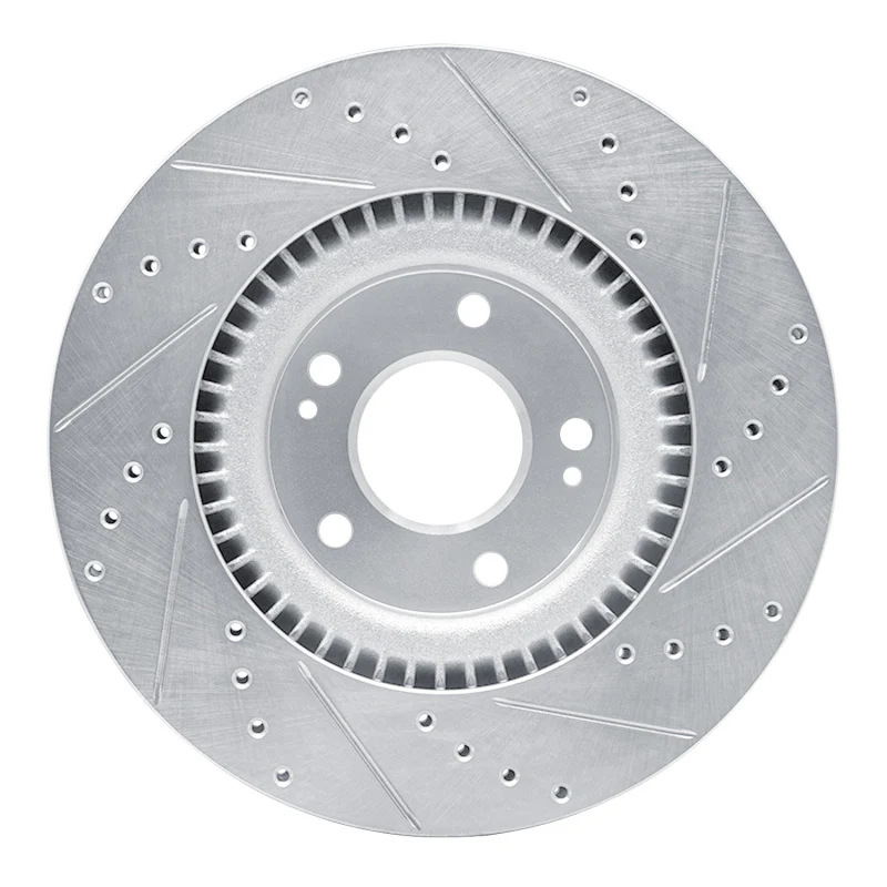 R1 17-20 Kia Cadenza Front Left Drilled & Slotted Silver Brake Rotor - Image 4