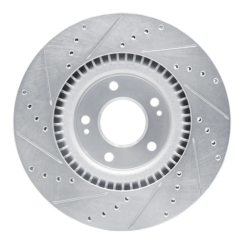 R1 17-20 Kia Cadenza Front Right Drilled & Slotted Silver Brake Rotor - Image 5