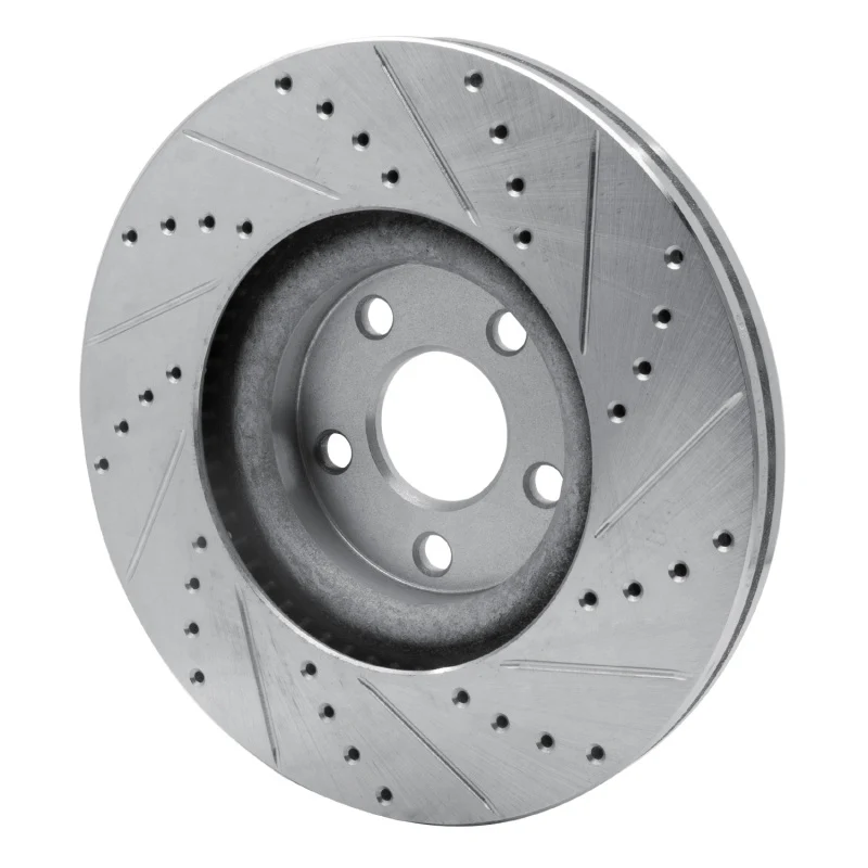 R1 17-20 Lincoln MKZ Front Left Drilled & Slotted Silver Brake Rotor - Image 2