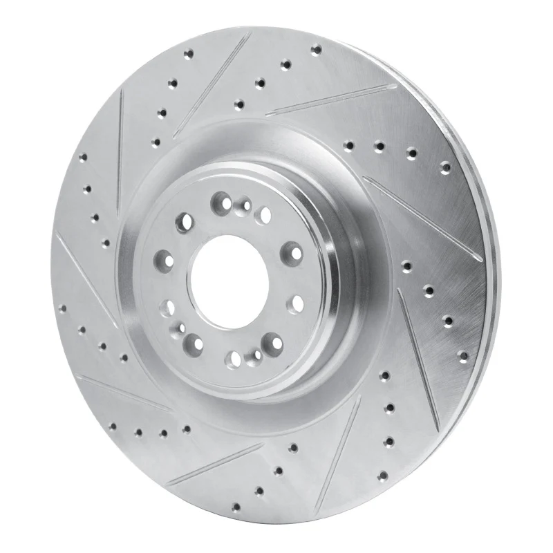 R1 17-22 Genesis G90 Front Left Drilled & Slotted Silver Brake Rotor - Image 3
