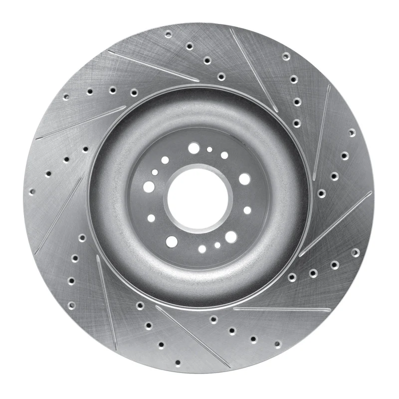 R1 17-22 Genesis G90 Front Left Drilled & Slotted Silver Brake Rotor - Image 5