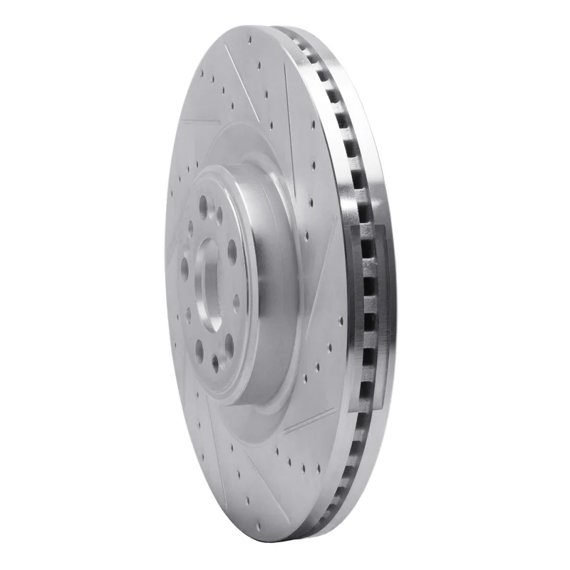 R1 17-22 Genesis G90 Front Right Drilled & Slotted Silver Brake Rotor - Image 2