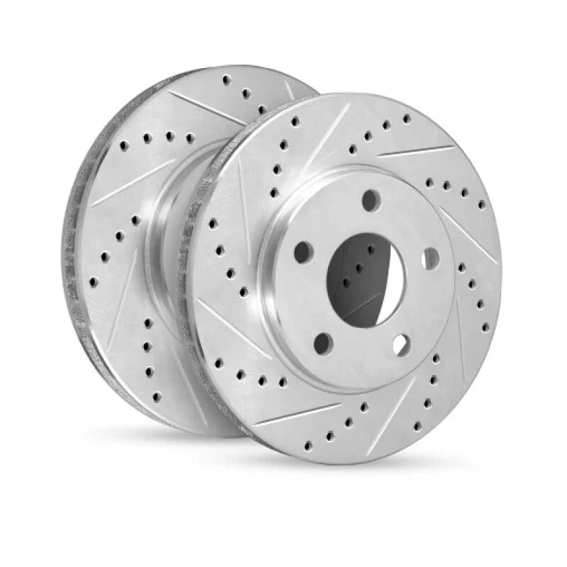 R1 17-22 Thor Ford E450 Chassis Rear Left Drilled & Slotted Silver Brake Rotor