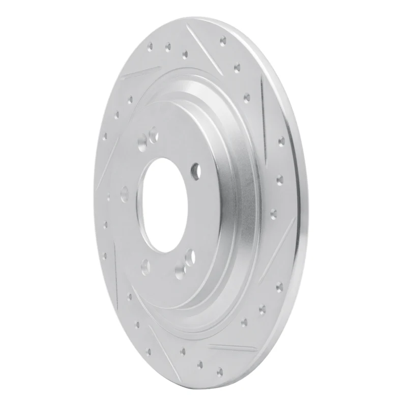 R1 17-23 Hyundai Kona EV Rear Right Drilled & Slotted Silver Brake Rotor - Image 2