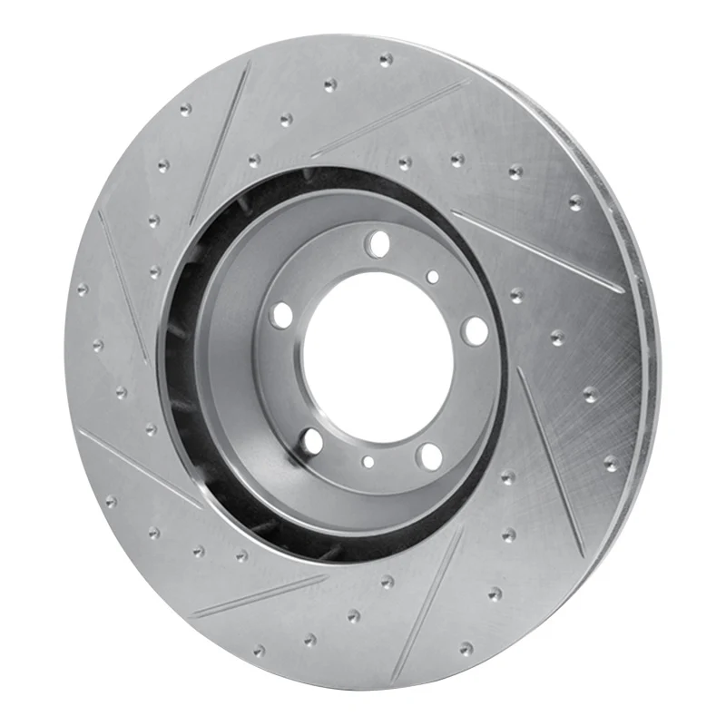 R1 17-23 Porsche Panamera Right Front Drilled & Slotted Silver Brake Rotor - Image 2