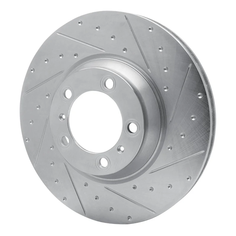 R1 17-23 Porsche Panamera Right Front Drilled & Slotted Silver Brake Rotor - Image 3