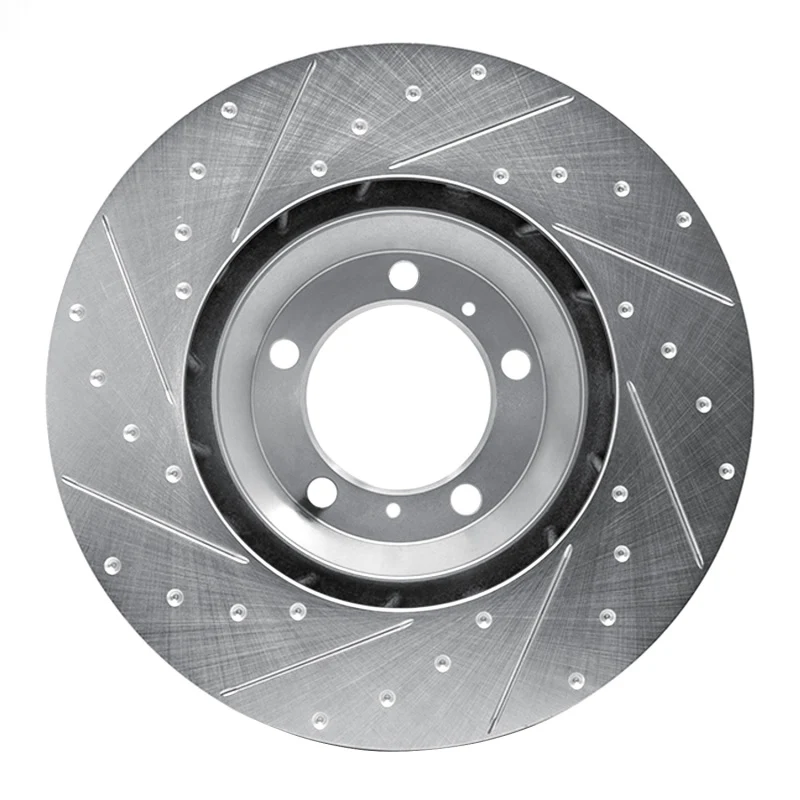 R1 17-23 Porsche Panamera Right Front Drilled & Slotted Silver Brake Rotor - Image 4