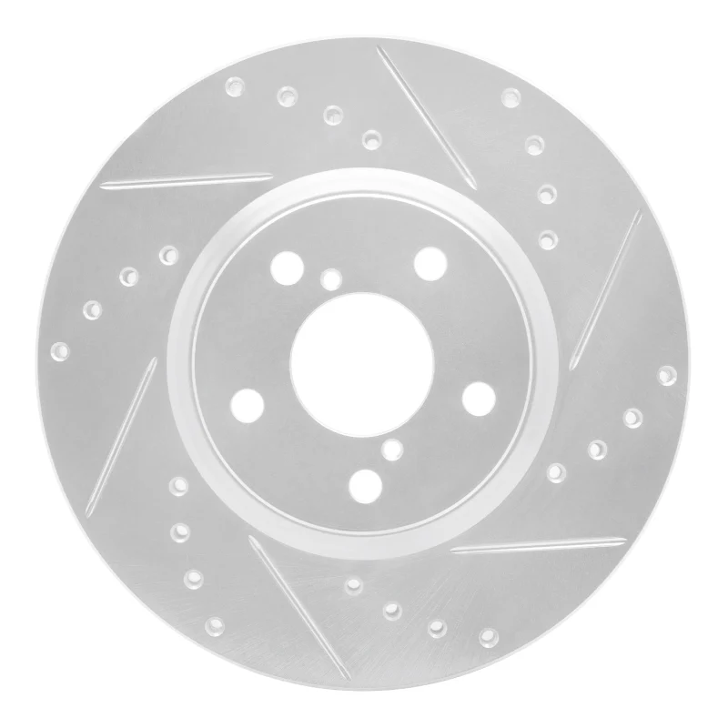 R1 17-23 Subaru Impreza Front Right Drilled & Slotted Silver Brake Rotor