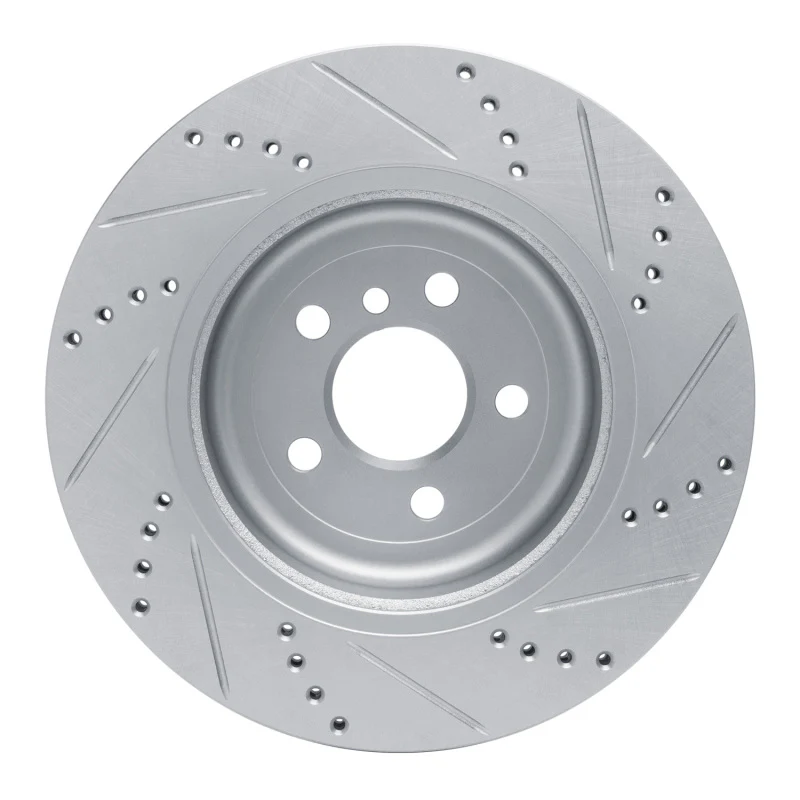 R1 17-25 BMW 230I Right Rear Drilled & Slotted Silver Brake Rotor - Image 3