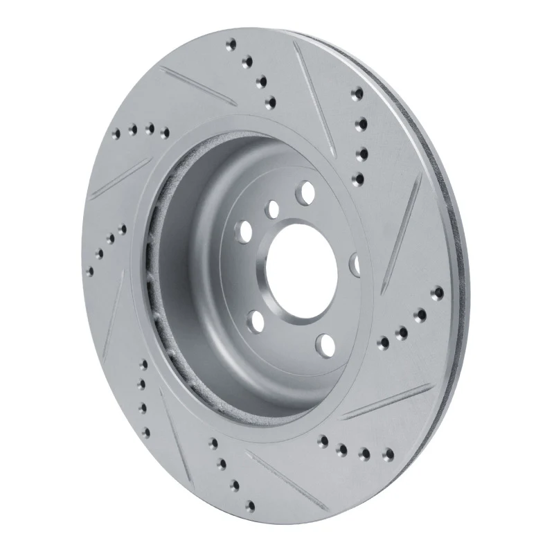 R1 17-25 BMW 230I Right Rear Drilled & Slotted Silver Brake Rotor - Image 5