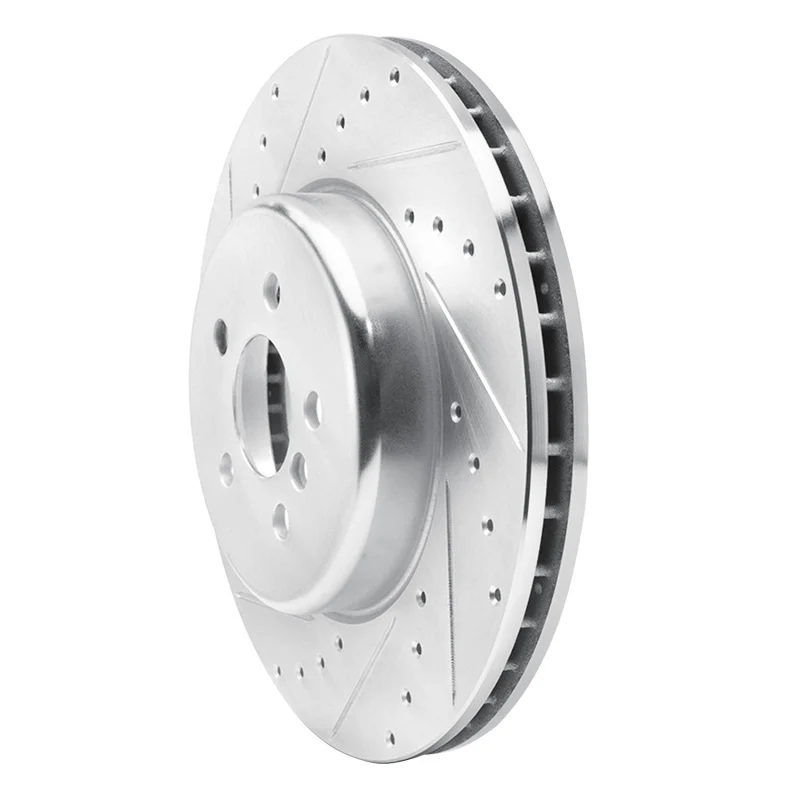 R1 17-25 BMW 530E Front Left Drilled & Slotted Silver Brake Rotor - Image 4